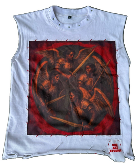 Black Angels sleeveless tee (white)